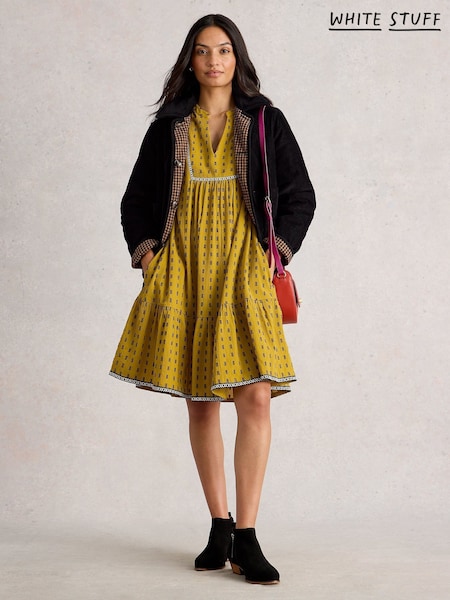 White Stuff Yellow Orla Embroidered Dress (Y10567) | £89