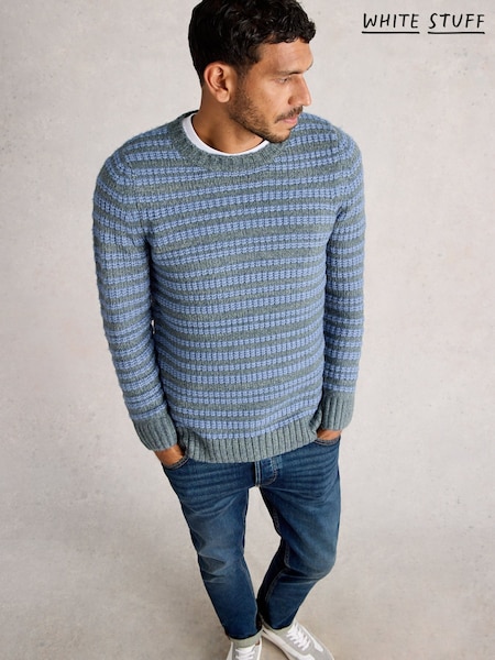 White Stuff Blue Stripe Crew Neck Jumper (Y10591) | £60