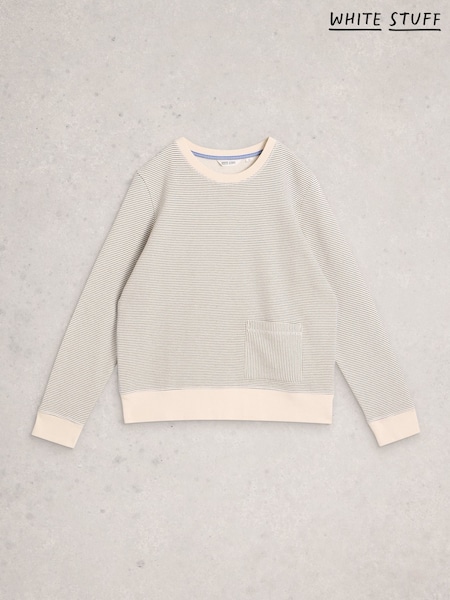 White Stuff White Stripe Crew Neck Sweat Top (Y10603) | £55