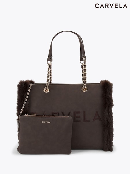Carvela Frame Fur Brown Tote Bag (Y10632) | £149