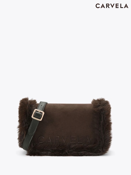 Carvela Frame Fur Shoulder Brown Bag (Y10654) | £89