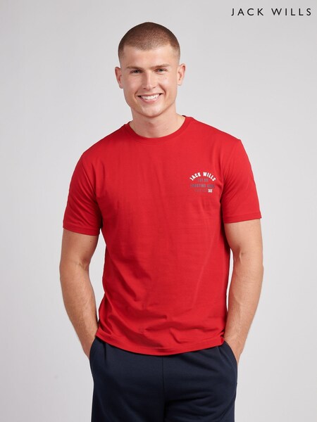 Jack Wills Red Chest Arch Logo T-Shirt (Y10698) | £25