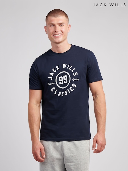 Jack Wills Blue Ringer Graphic T-Shirt (Y10715) | £25