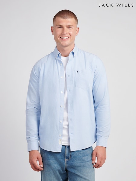 Jack Wills Light Blue Wadsworth Oxford Long Sleeve Shirt (Y10729) | £50