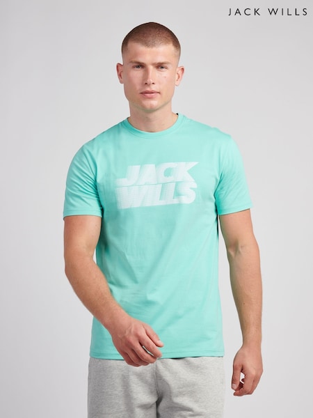 Jack Wills Blue Layered Logo Graphic T-Shirt (Y10732) | £25