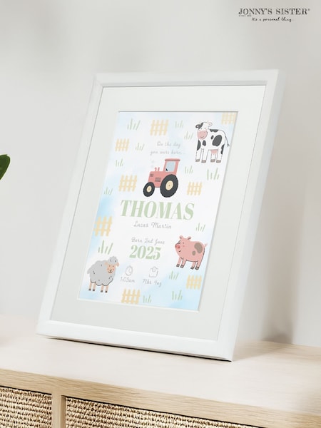 Personalised On The Day You Were Born Farmyard Framed Print by Jonnys Sister (Y10750) | £25