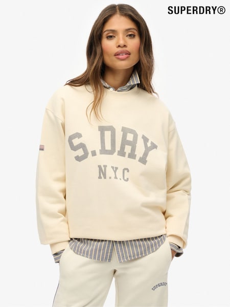 Superdry White Athletic Essentials Slouchy Crew Neck Sweatshirt (Y10831) | £45
