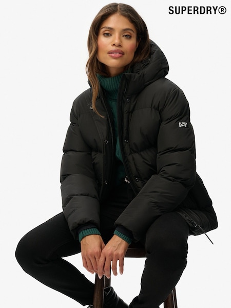 Superdry Black Hooded 5 Baffle Sports Puffer Jacket (Y10833) | £110