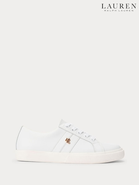 Lauren Ralph Lauren White Janson Logo Leather Trainers (Y10927) | £89