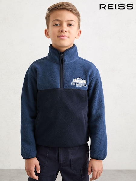 Reiss Navy/Airforce Blue Mahon 9-13 yrs Nature Reserve Colour-Block Zip Fleece (Y11110) | £42