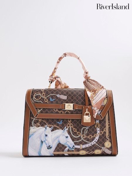 River Island Brown Morgan  Collab Horse Print Tote Bag (Y11259) | £49