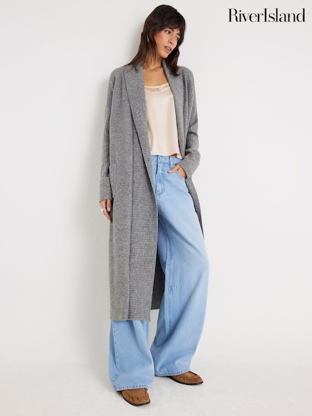 River Island Grey Shawl Maxi Cardigan (Y11260) | £52
