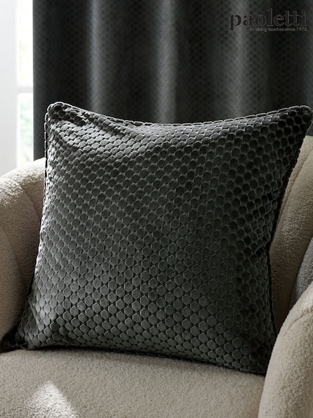Paoletti Charcoal Crushed Velvet Cushion (Y11261) | £24