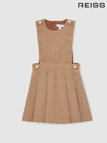 Reiss Brown Briana 13-14 yrs Puppytooth-Check Pinafore Dress (Y11289) | £58