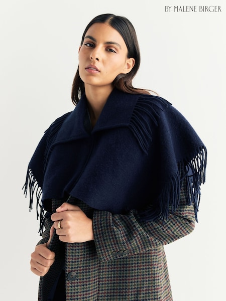 By Malene Birger Blue Cabernet Turtula Wool Bib Scarf (Y11313) | £120