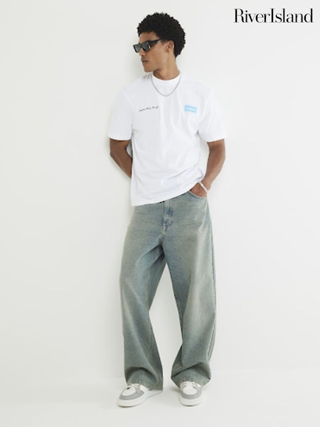 River Island White Regular Fit Oasis Definitely T-Shirt (Y11365) | £26