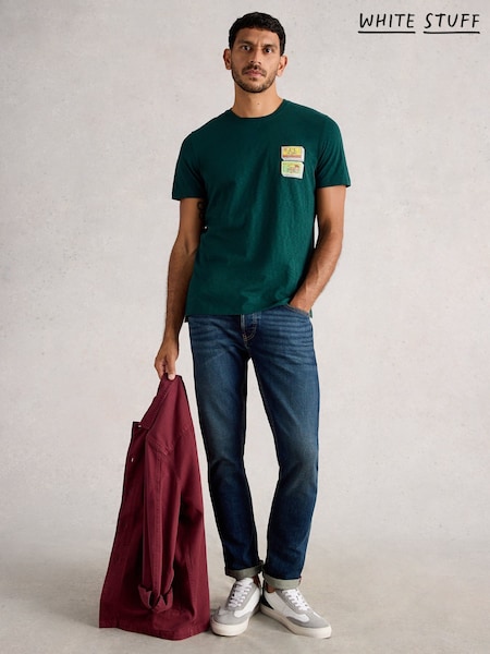 White Stuff Green Abersoch Graphic Pocket Bike T-Shirt (Y11459) | £28
