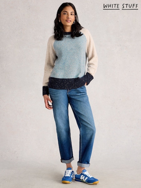 White Stuff Blue Colourblock Nep Jumper (Y11487) | £59