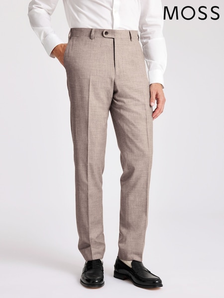 MOSS Natural Italian Tailored Fit Wool Cotton Trousers (Y11775) | £140