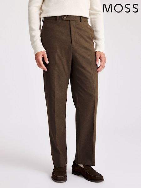 MOSS Relaxed Fit Chestnut Flannel Brown Trousers (Y11784) | £80