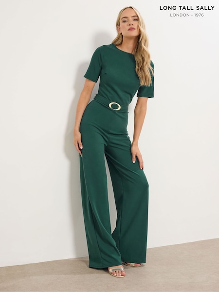 Long Tall Sally Green Belted Jumpsuit (Y11797) | £43