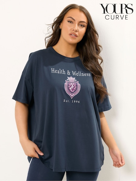 Yours Curve Blue Health And Wellness T-Shirt (Y11806) | £22