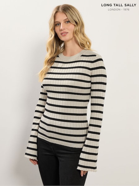 Long Tall Sally Natural Stripe Ribbed Jumper (Y11838) | £33