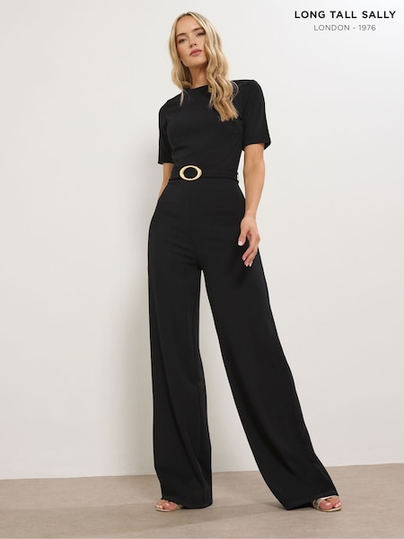 Long Tall Sally Black Belted Jumpsuit (Y11858) | £43