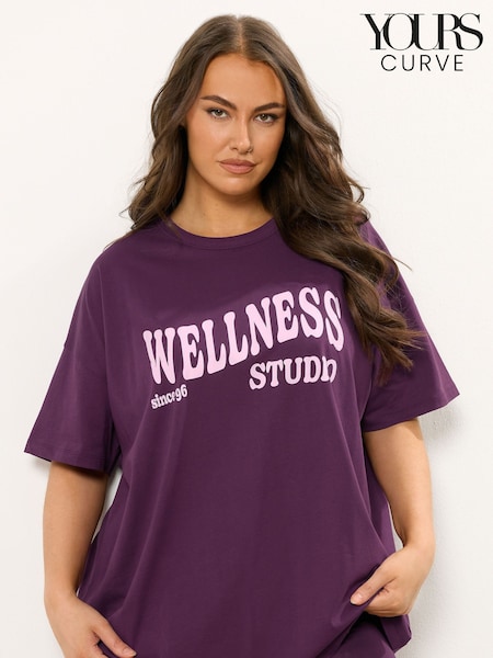 Yours Curve Red Wellness Studio T-Shirt (Y11873) | £22
