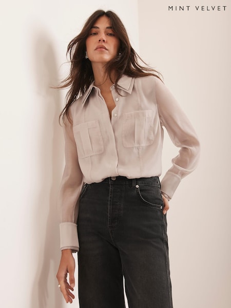 Mint Velvet Natural Statement Collar Shirt (Y11949) | £89