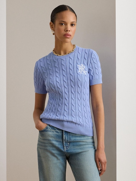 Lauren Ralph Lauren Blue Eyelah Cable Knit Short Sleeve Jumper (Y12052) | £165