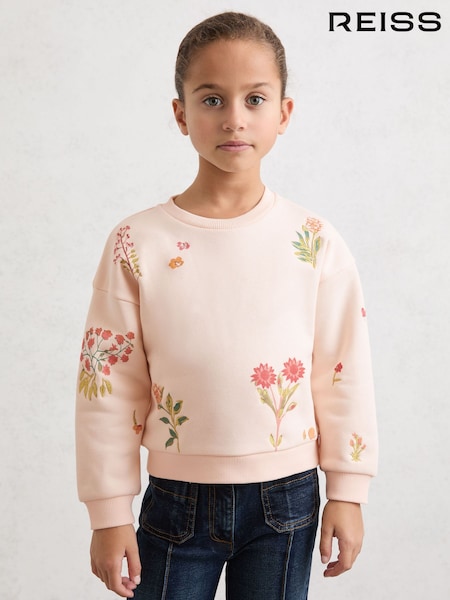 Reiss Ivory Amelia 9-13 yrs Cotton-Blend Floral Sweatshirt (Y12399) | £36