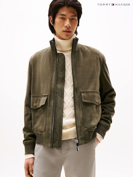 Tommy Hilfiger Green Smart Casual Zip-Thru Leather Jacket (Y12410) | £540