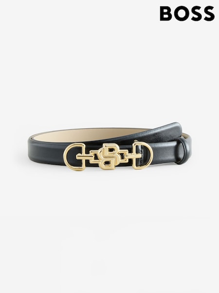 BOSS Black Double B Buckle Leather Belt (Y12508) | £99