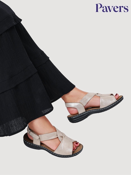 Pavers Brown Casual Leather Touch Fastening Sandals (Y12532) | £40