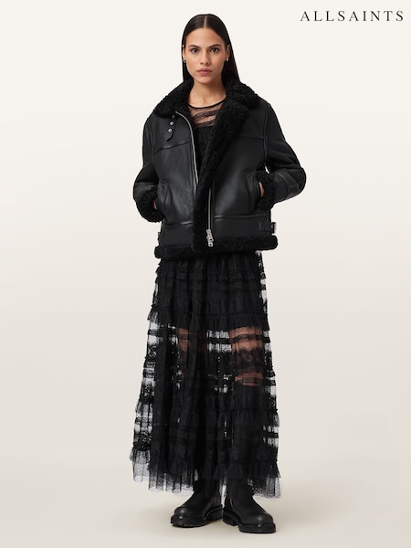 AllSaints Black Lorel Flying Jacket (Y12567) | £999