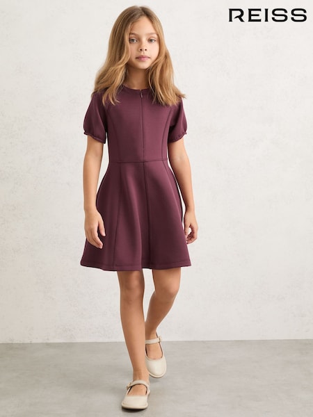 Reiss Burgundy Jenny 3-9 yrs Premium Interlock-Jersey Dress (Y12689) | £45
