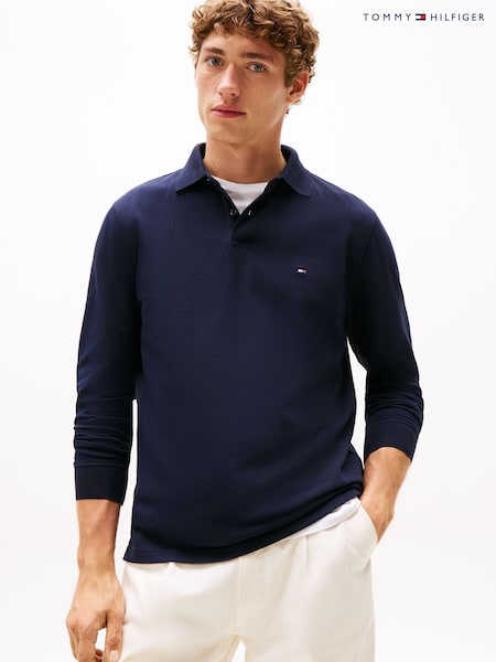 Tommy Hilfiger Desert Sky 1985 Regular Fit Pique Long Sleeve Polo Shirt (Y12696) | £85