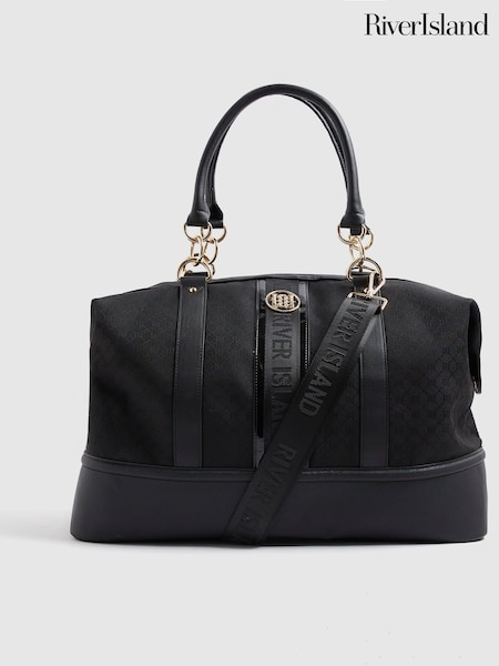 River Island Black Jacquard Panel Holdall (Y12736) | £49