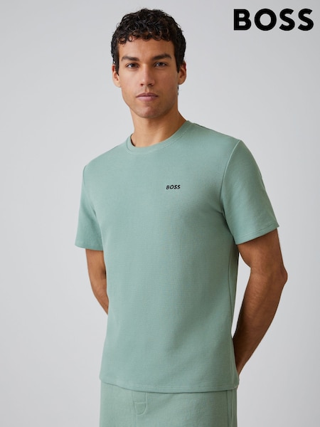 BOSS Dark Green Logo Regualr-Fit Waffle T-Shirt (Y12853) | £49