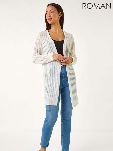 Roman White Longline Lightweight Knit Cardigan (Y12907) | £36