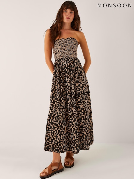 Monsoon Black Ania Geometric Bandeau Dress (Y12930) | £65