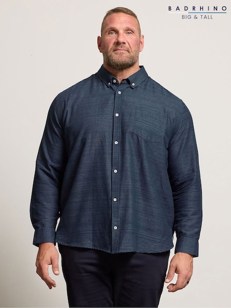 BadRhino Big & Tall Blue Long Sleeve Slub Shirt (Y12934) | £36