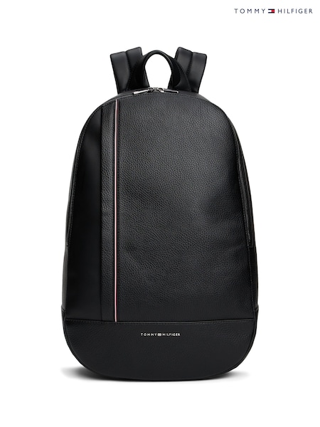 Tommy Hilfiger Black Metal Logo Pebble Grain Backpack (Y12998) | £160