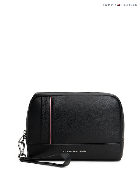 Tommy Hilfiger Black Pebble Grain Signature Tape Pouch (Y13009) | £65