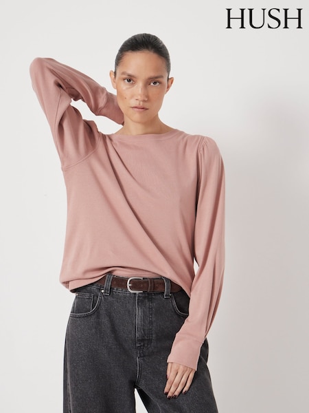 Hush Pink Emily Puff Sleeve Jersey Top (Y13187) | £40
