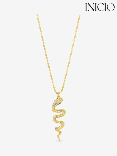 Inicio Gold Plated Crystal Snake Necklace (Y13199) | £40