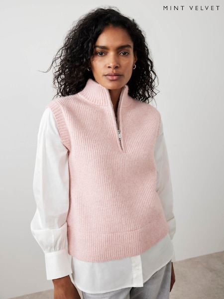 Mint Velvet Pink Cotton Blend Layered Tank Top Jumper (Y13223) | £99