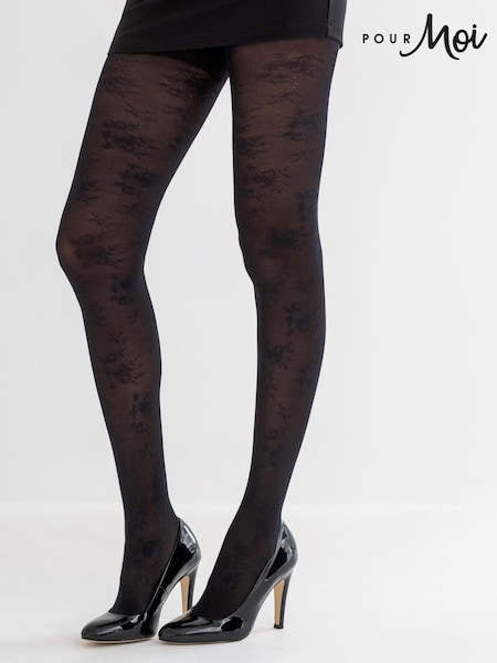 Pour Moi Black Floral Lace Tights (Y13249) | £14