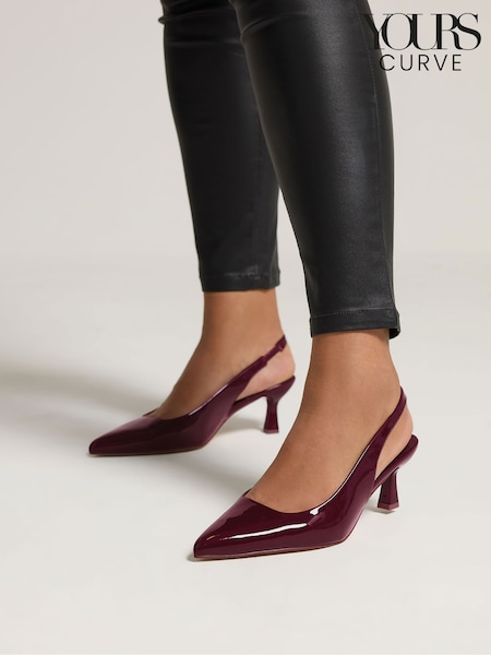 Yours Curve Purple Extra Wide Fit Patent Slingback Courts (Y13362) | £39